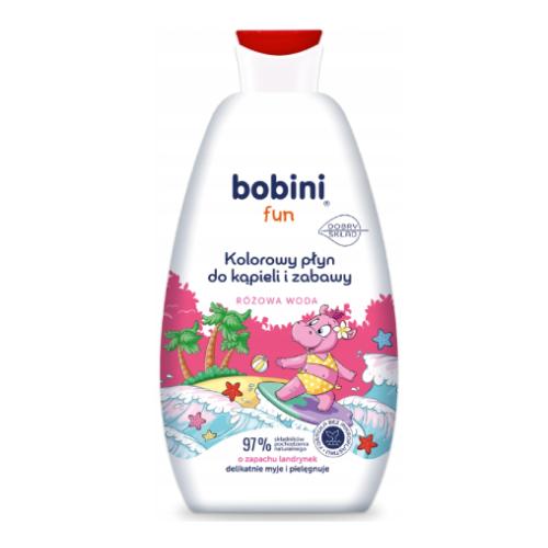 BOBINI FUN Kolorowy płyn do kąpieli i zabawy Różowa Woda, 500ml