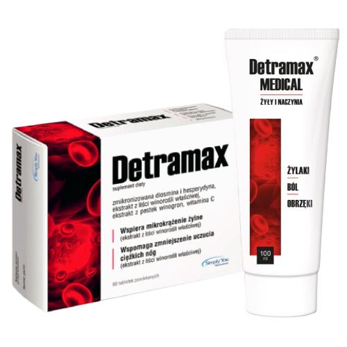 Zestaw Detramax, 60 tabletek + Detramax Medical Żyły i Naczynia żel, 100ml