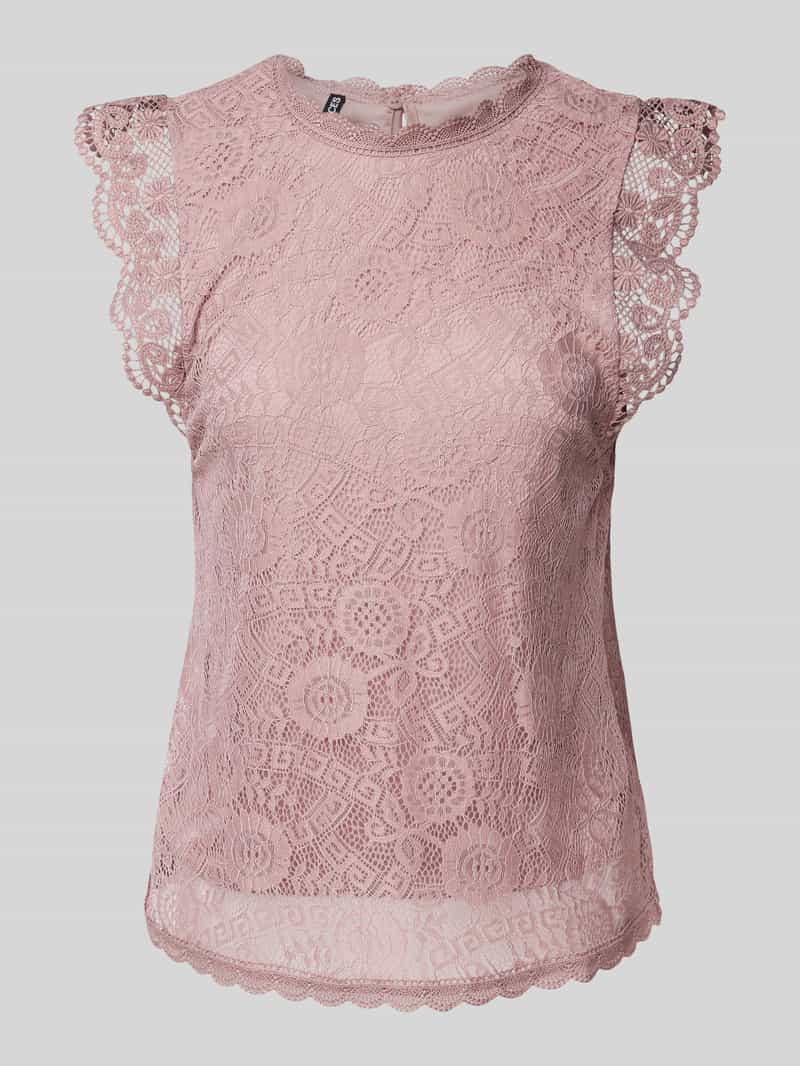 Top o kroju regular fit z koronkowym obszyciem model ‘COLLINE’