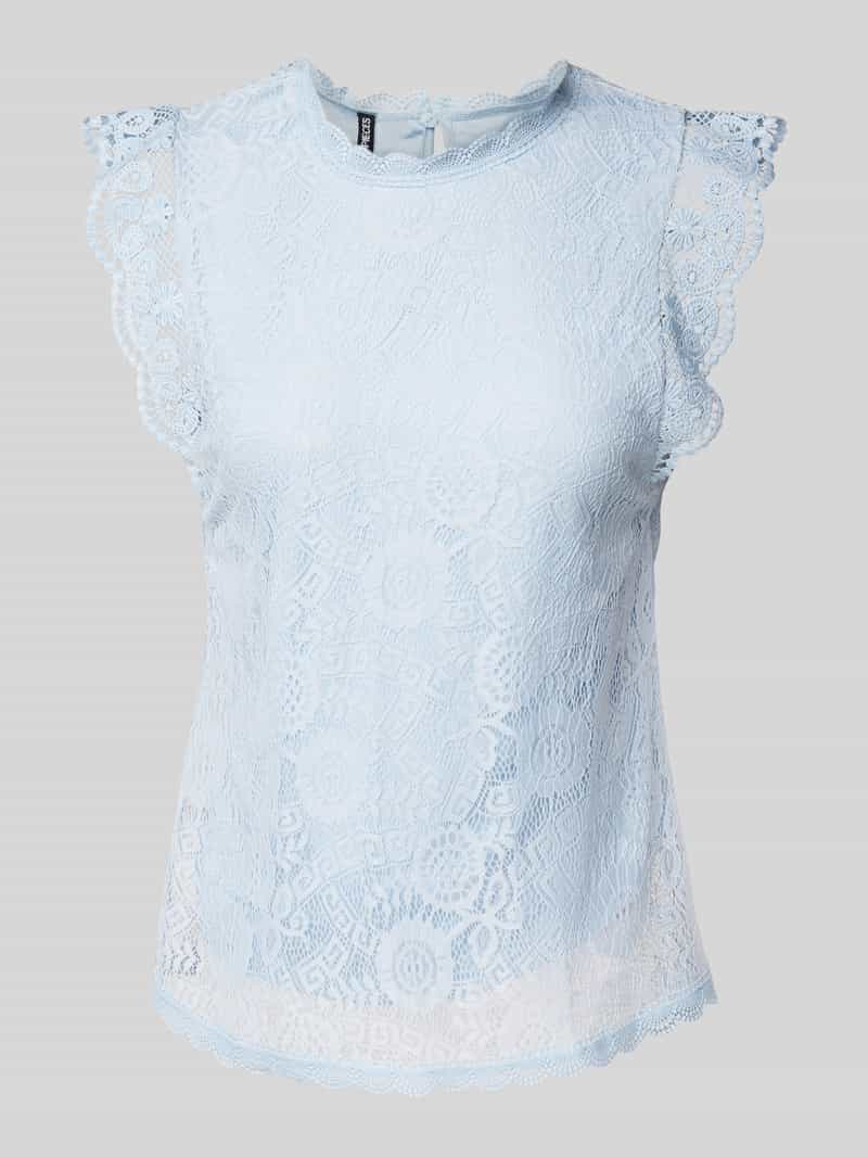 Top o kroju regular fit z koronkowym obszyciem model ‘COLLINE’