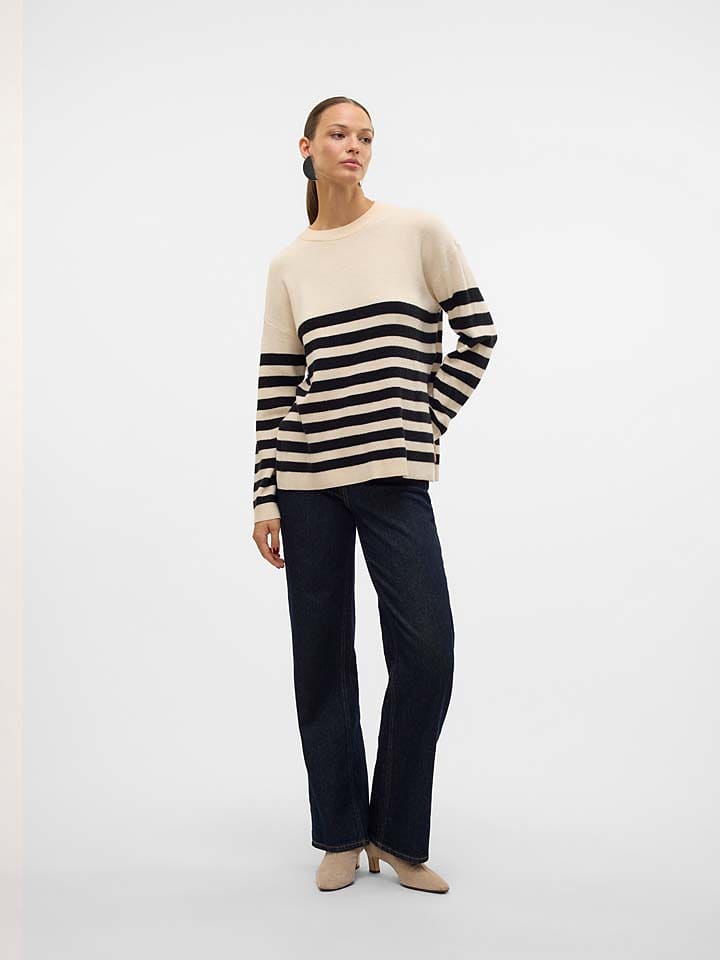 Vero Moda Sweter w kolorze beżowo-czarnym
