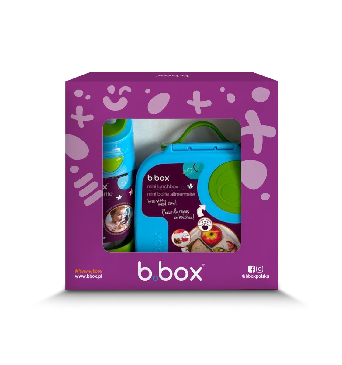 Zestaw Mini Lunchbox + Butelka tritanowa ze słomką 450 ml, Ocean Breeze, b.box