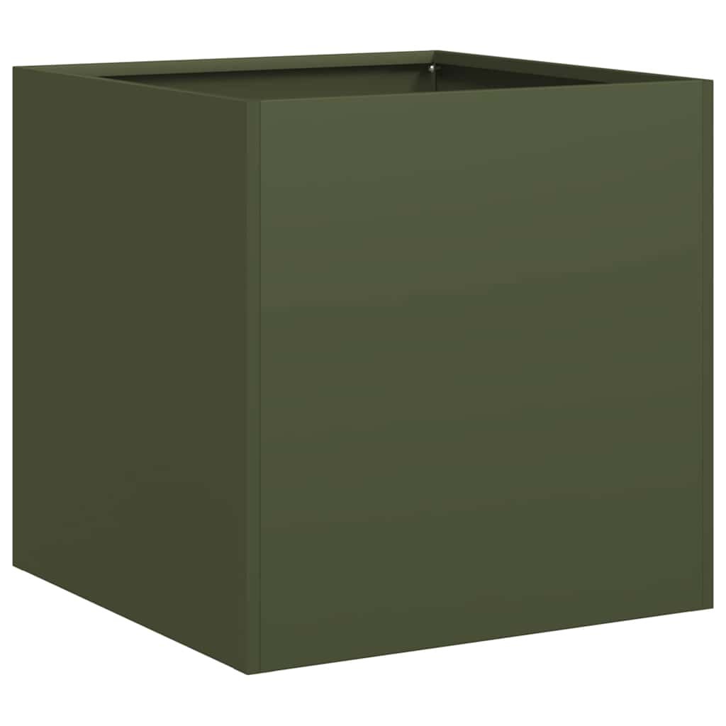 vidaXL Donica, oliwkowa, 40x40x40 cm, stal walcowana na zimno