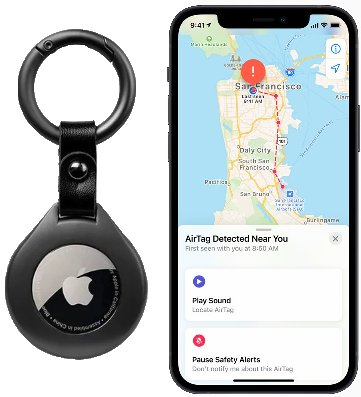 METALOWY BRELOK ETUI CASE na LOKALIZATOR AirTag do BAGAŻU KLUCZY CZARNY
