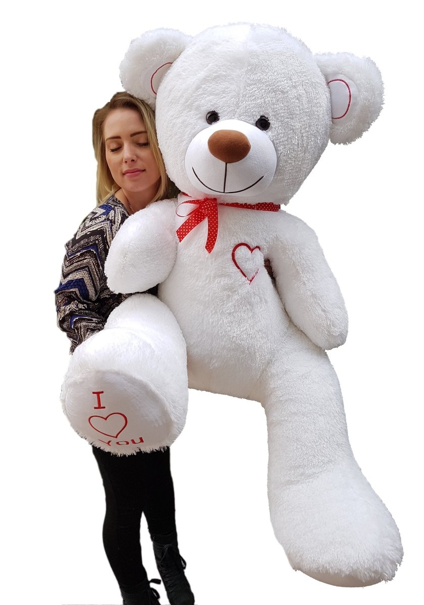 Duży Miś Pluszowy Przytulanka Pluszak Maskotka 160 Cm (Kolor: Biało - Czerwony)