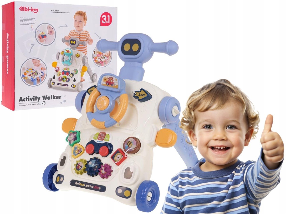 Edukacyjny Stolik-Jeździk 2W1 Interaktywna Zabawka Sorter Dźwięki Światła