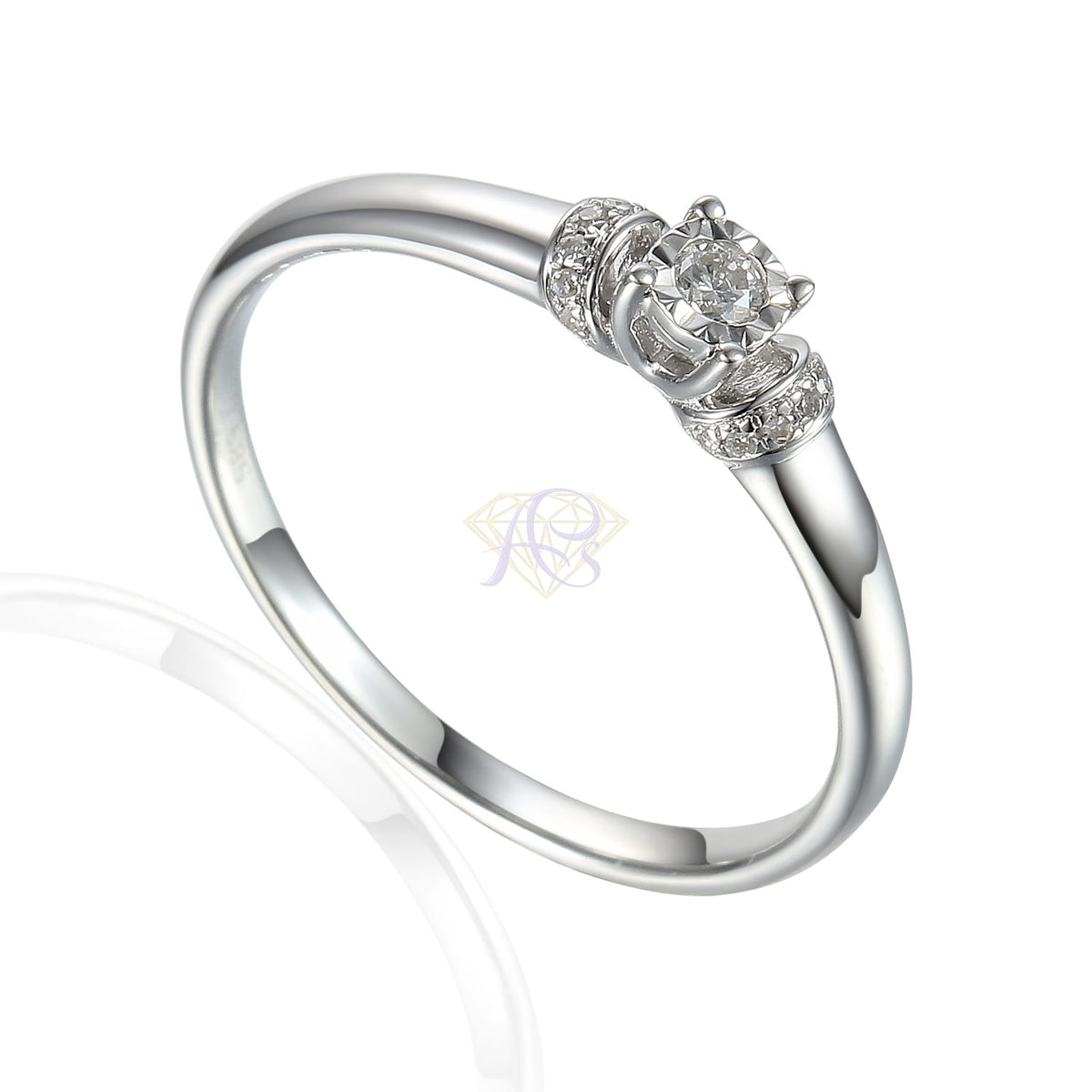 Pierścionek z białego złota z diamentami R61125 W