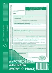 Wypowiedzenie Warunków Umowy O Pracę A5