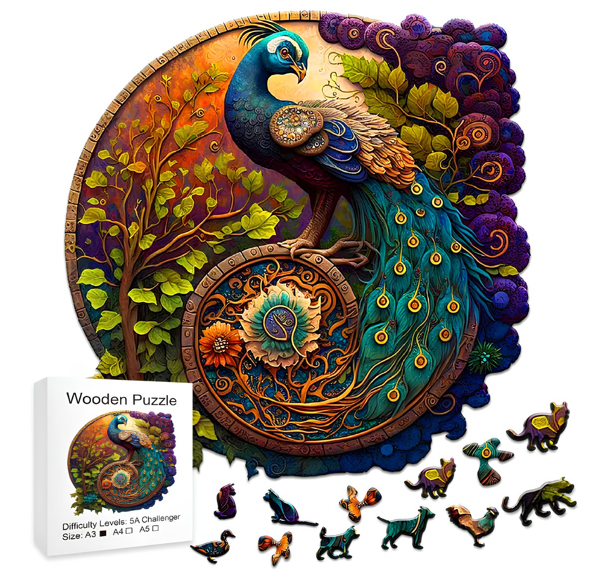 Drewniane Puzzle Paw Ptak Zwierzęta Układanka 3D Dla Dzieci I Dorosłych Na Prezent Urodziny Pod Choinkę
