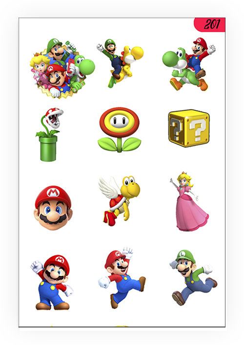 1szt TATUAŻE DZIARY ZMYWALNE DLA DZIECI NA URODZINY MARIO 201