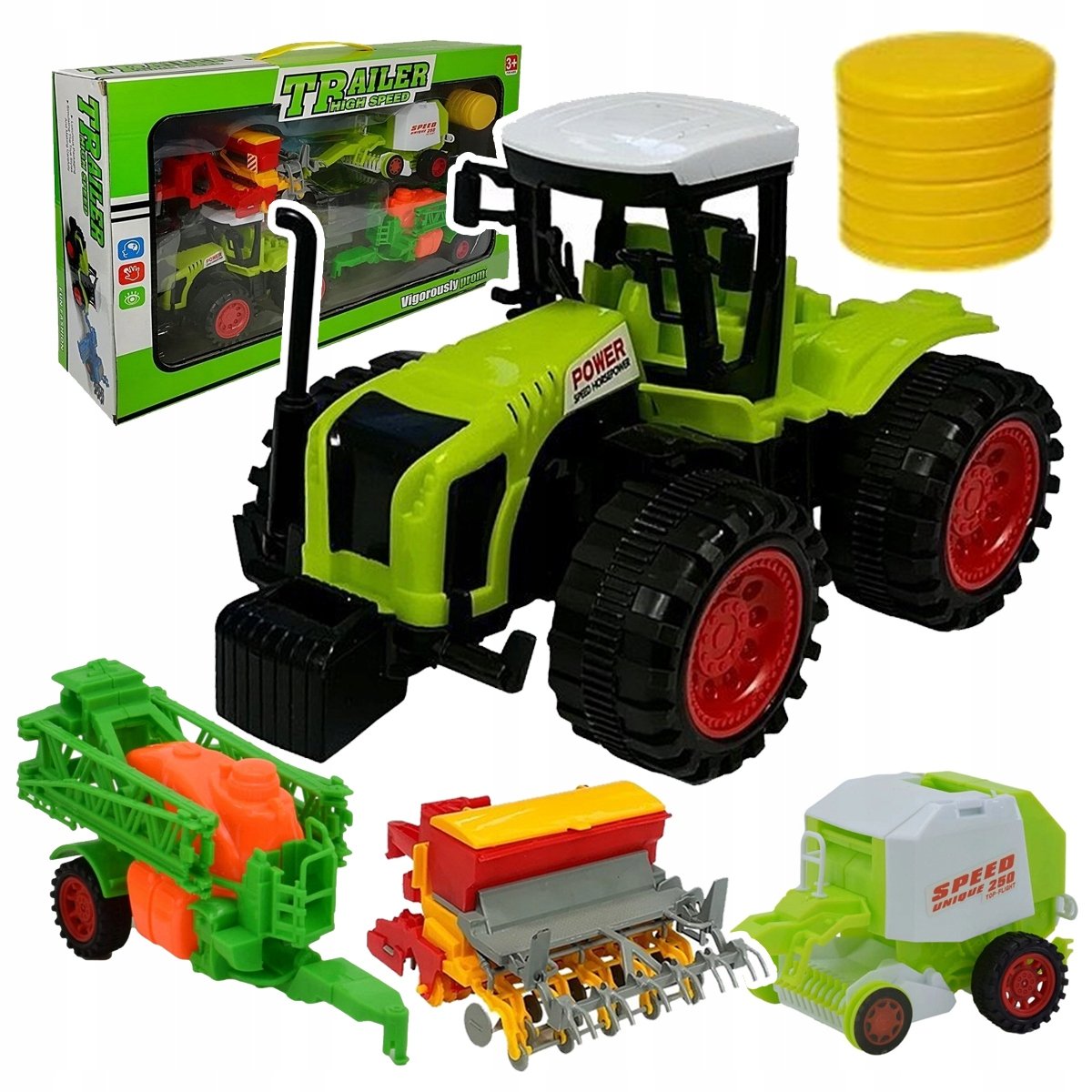 ZESTAW FARMERA 5W1 - TRAKTOR CIĄGNIK NAPĘD + 3 MASZYNY ROLNICZE NA PREZENT Z2210