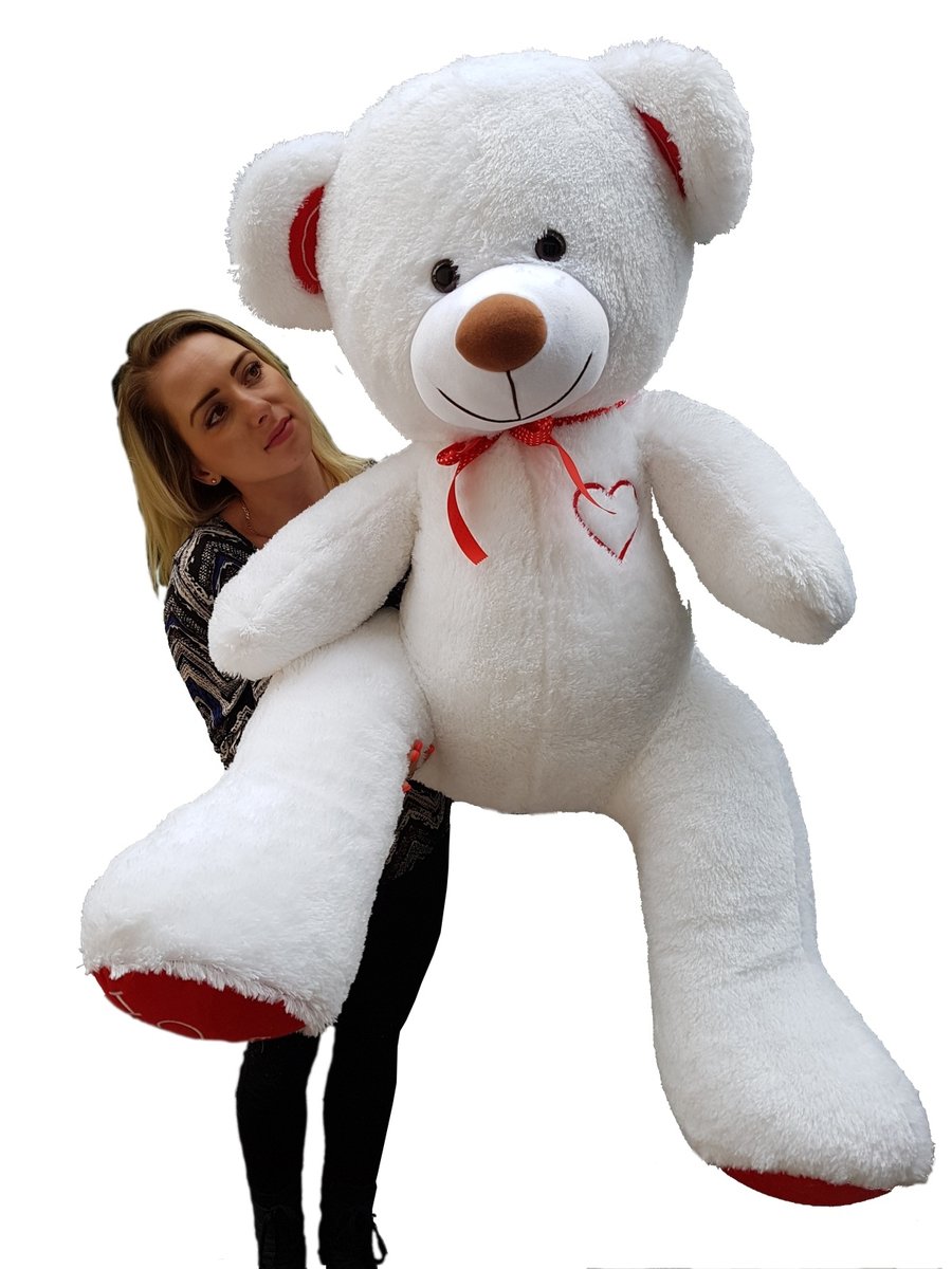 Duży Miś Pluszowy Przytulanka Pluszak Maskotka 160 Cm (Kolor: Biało - Czerwony-B)