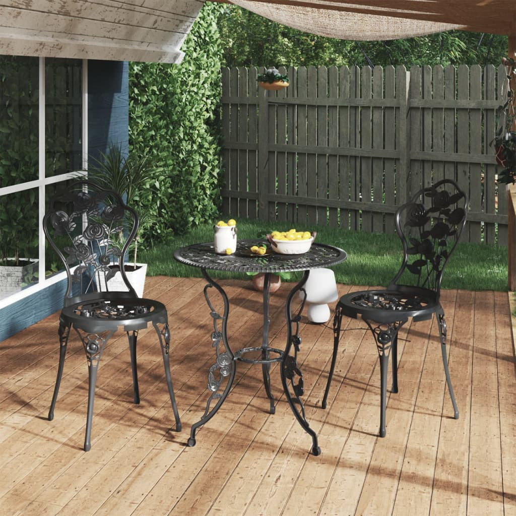 3-cz. zestaw mebli bistro ze stopu aluminium, czarny