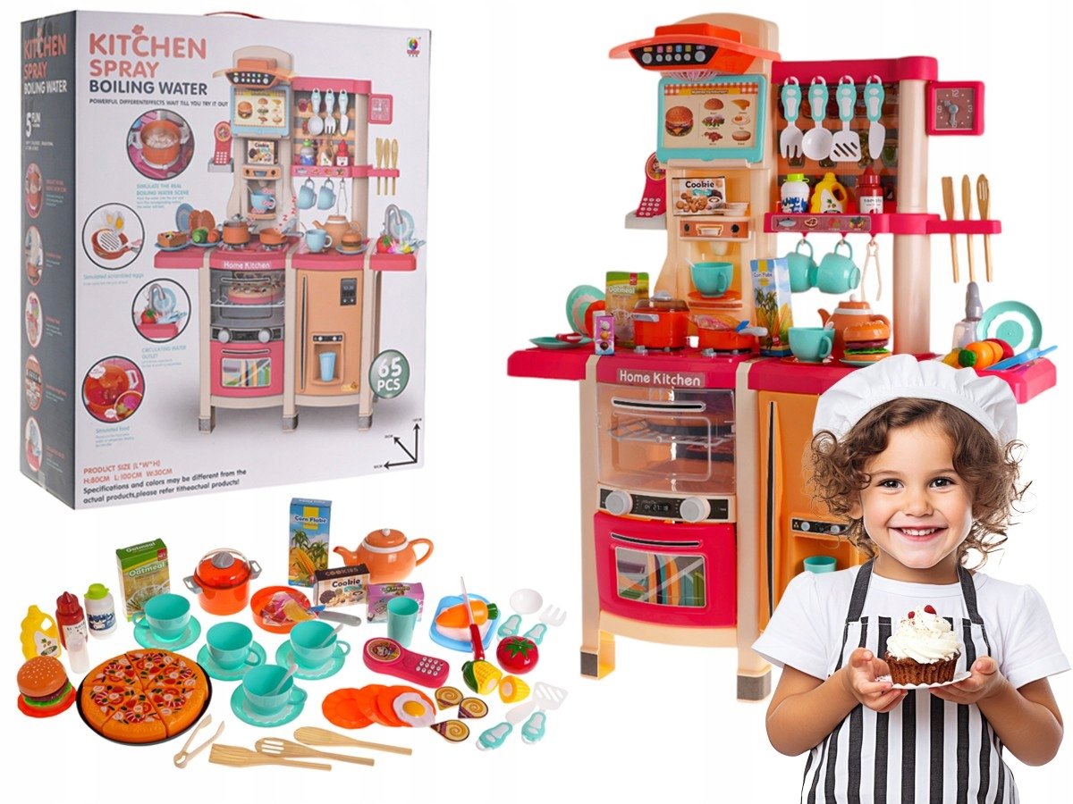 duża KUCHNIA 65 ELEMENTÓW zabawka na prezent z bogatym wyposażeniem