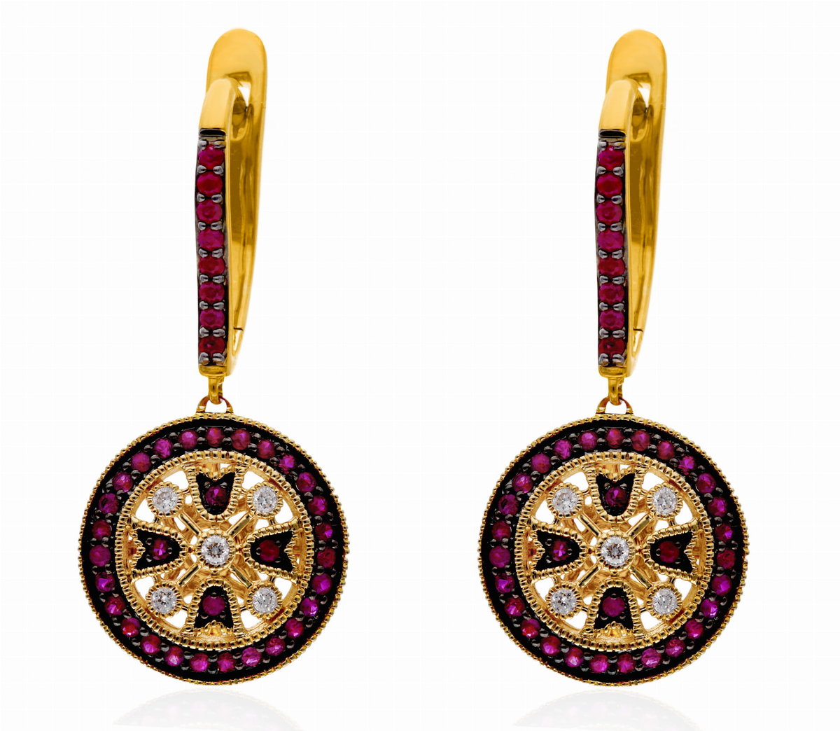 Kolczyki złote z rubinami i diamentami JE5934RBY