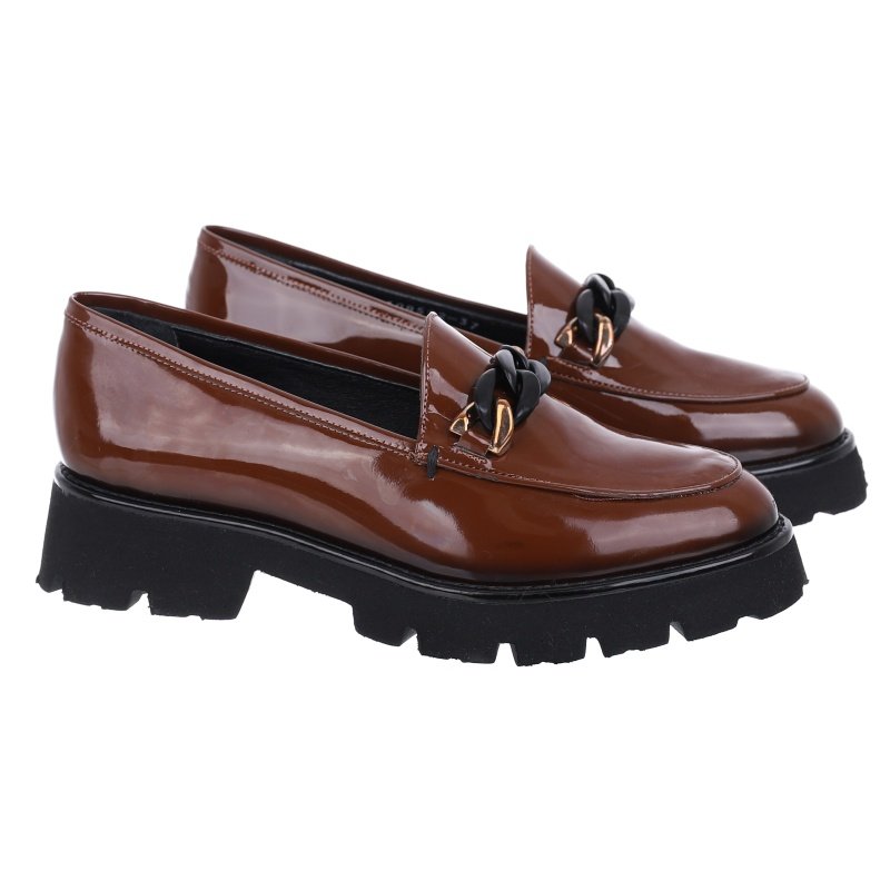 Mokasyny damskie Bombonella 8T-108592 DARK TAN PATENT 36