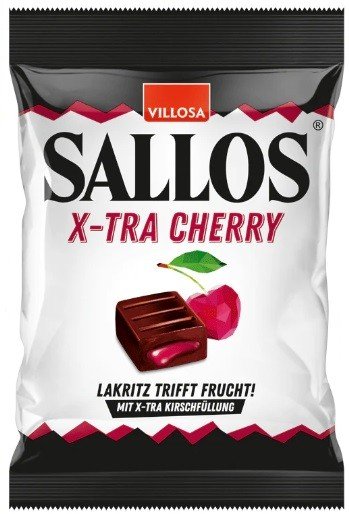 SALLOS X-tra Cherry cukierki lukrecjowe z nadzieniem wiśniowym 150g 25 sztuk