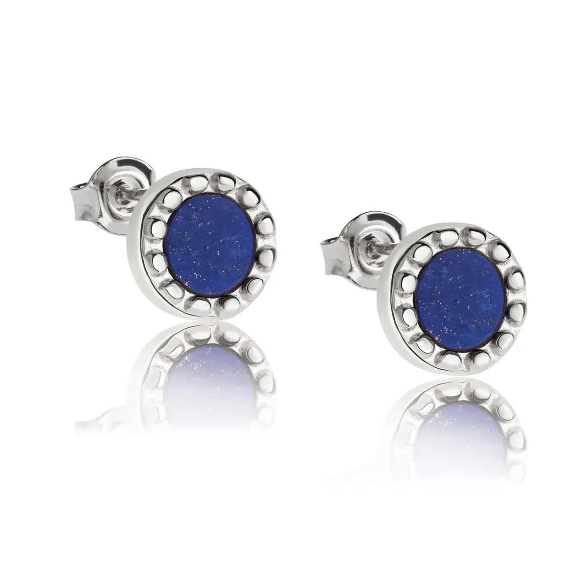 Kolczyki Lapis Lazuli Wkrętki Srebrne