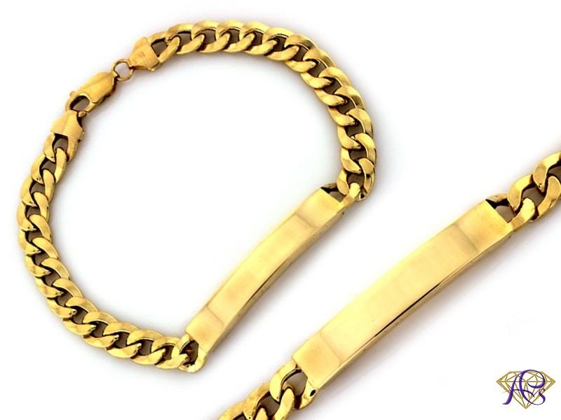 Złota bransoletka Au 585 z blaszką do graweru