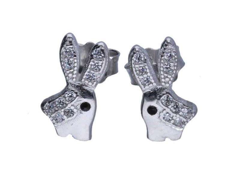 Srebrne kolczyki 925 osiołek z cyrkoniami 1,10g na sztyfcie