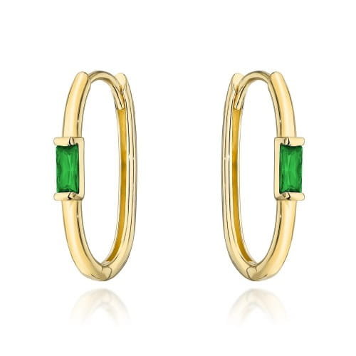 Kolczyki złote Au 585 z Zielonym Kamieniem