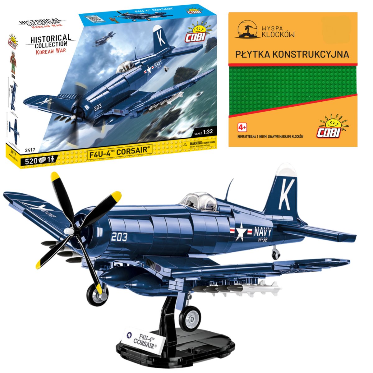 Klocki Cobi 2417 Samolot Myśliwiec F4u-4 Corsair Hc Korean War 520el