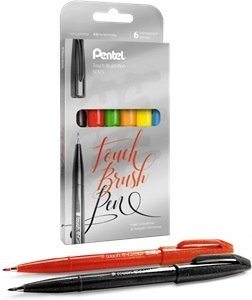 Pisaki Pędzelkowe Pentel Brush Pen Ses15 Mix 6 Kol