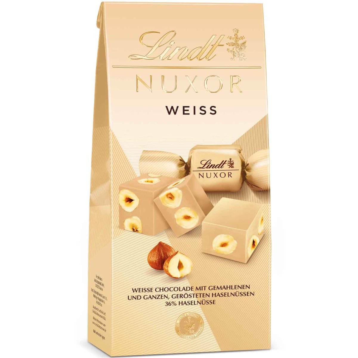 LINDT praliny Nuxor Weiss biała czekolada 103g 8 szt