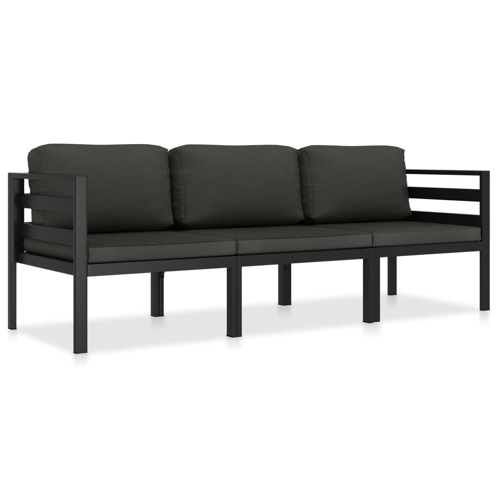 3-cz. zestaw wypoczynkowy, poduszki, aluminium, antracyt