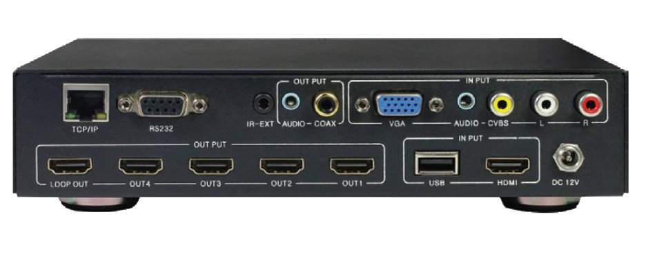 Techly Rozdzielacz AV splitter HDMI 1x4 Full HD 1080p z funkcją ściany wizyjnej 025695