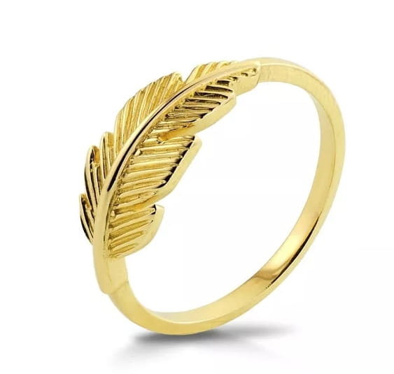 Złoty pierścionek Au 585 z piórkiem