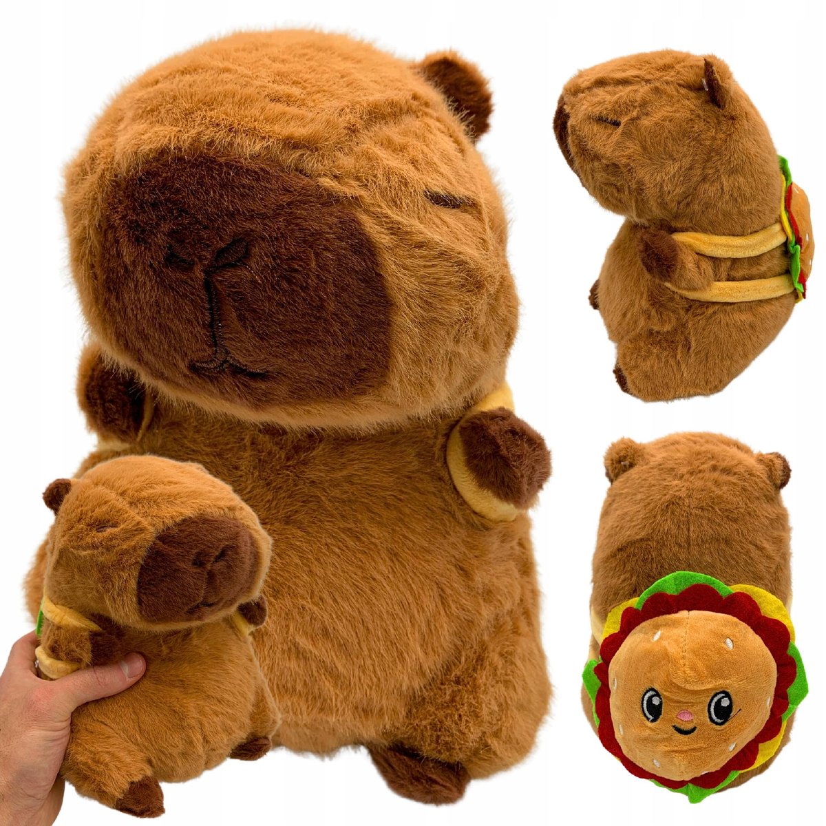 Maskotka Pluszak Kapibara Z Plecakiem Burger Przytulanka Pluszowa 25 cm