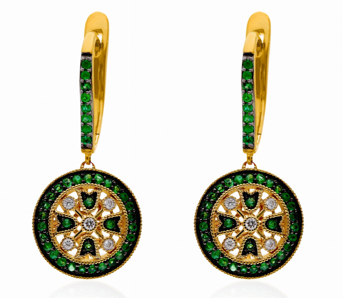 Kolczyki złot ze szmaragdami i diamentami JE593