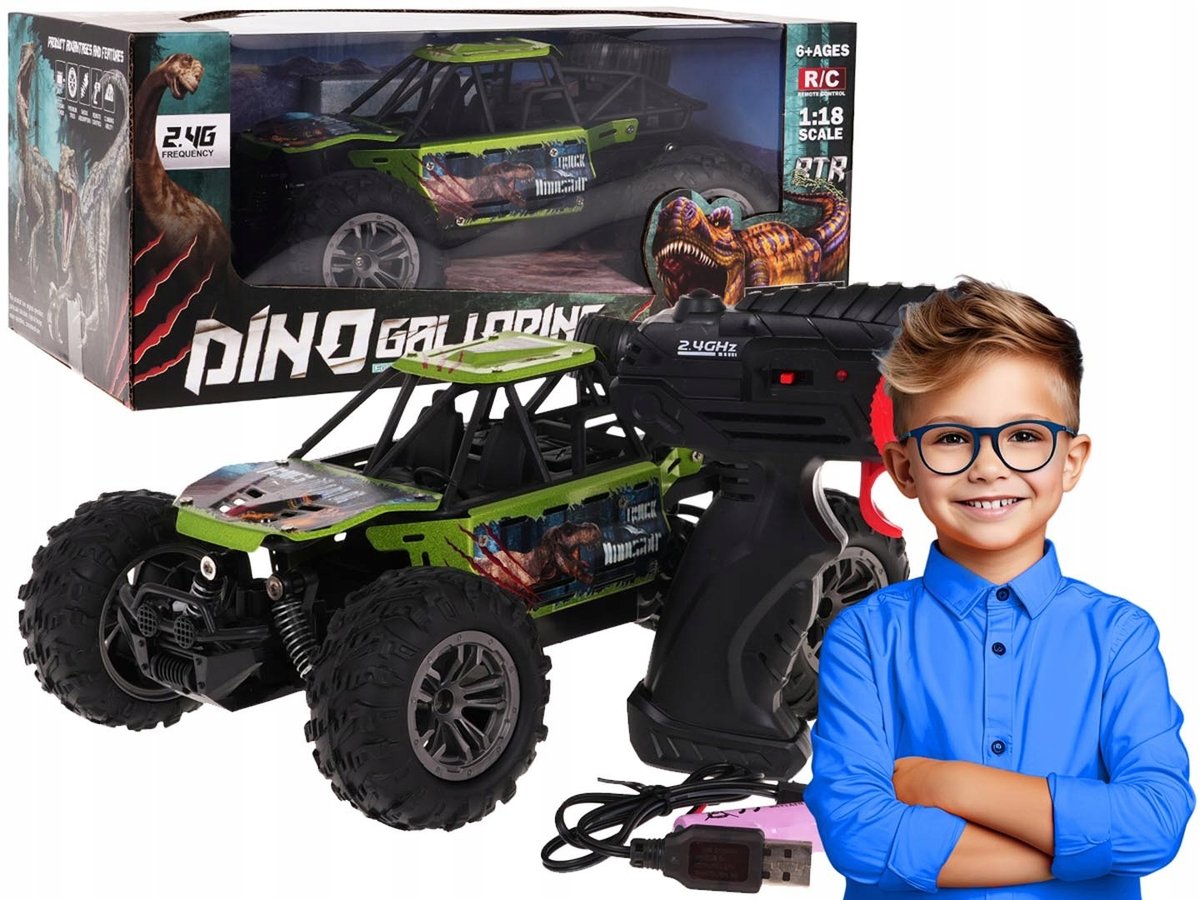 zdalnie sterowany CRAWLER DINO skala 1:18 METALOWA OBUDOWA mocna karoseria