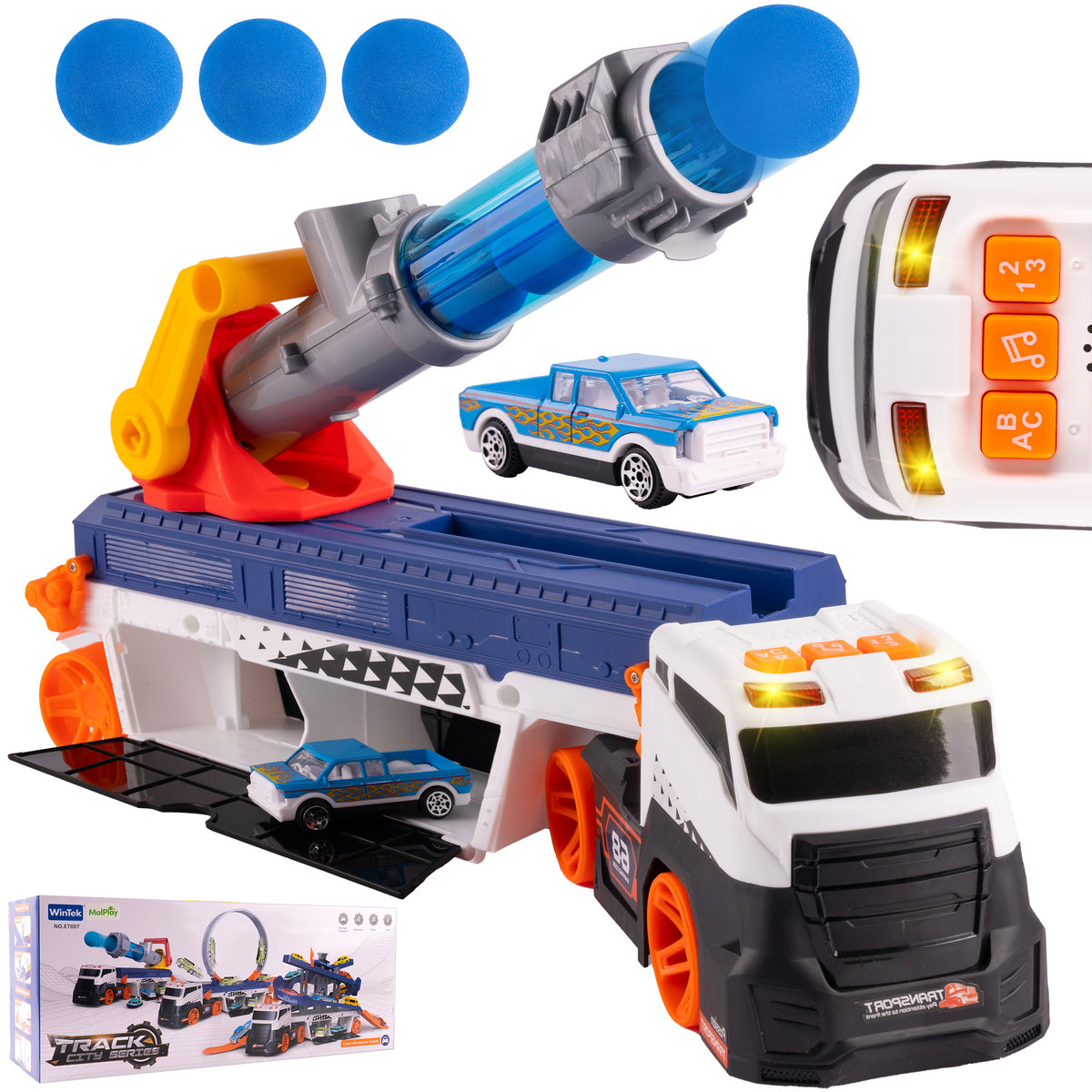 Laweta Tir Wyrzutnia Aut Piłek Ciężarówka z Wyrzutnią Autko Światło Dźwięk