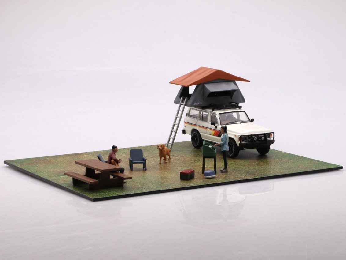 Car Camping Diorama Set Toyota Land Cruiser (FJ60) Inno64 1:64