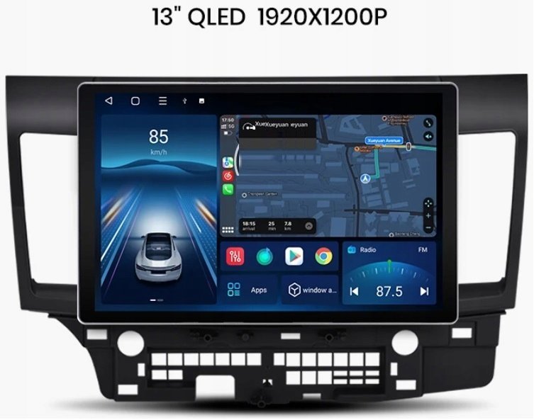 RADIO NAWIGACJA GPS MITSUBISHI LANCER VIII 2007-2016 ANDROID 13,1 cala QLED