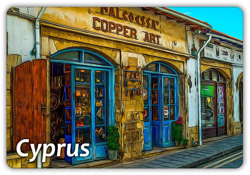 Cypr - Larnaka - Ulica - Fasada - Sklep - Cyprus - Magnes Na Lodówkę