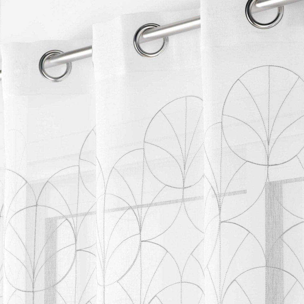 FIRANA GOTOWA NA PRZELOTKACH DO SALONU SREBRNY WZÓR FIRANKA WOAL 140x240