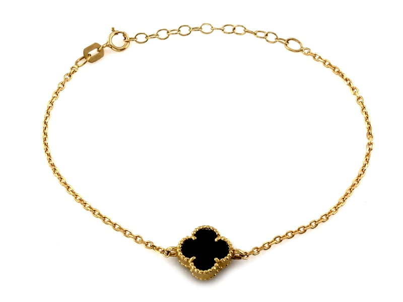 Bransoleta złota Au 585 z czarnym kwiatem