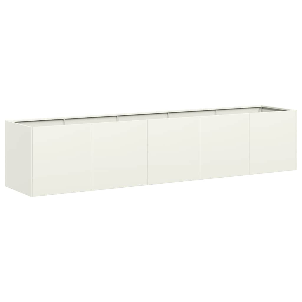 vidaXL Donica, biała, 200x40x40 cm, stal walcowana na zimno