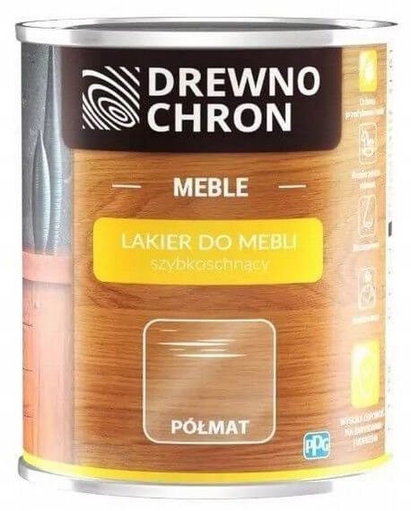 Drewnochron Lakier Do Mebli Akrylowy Do Mebli Boazerii Drewna Półmat 0.75L