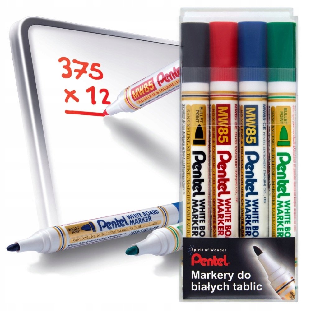 Marker Suchościeralny Różne Kolory Pentel Mw85 Mix 4 Szt.