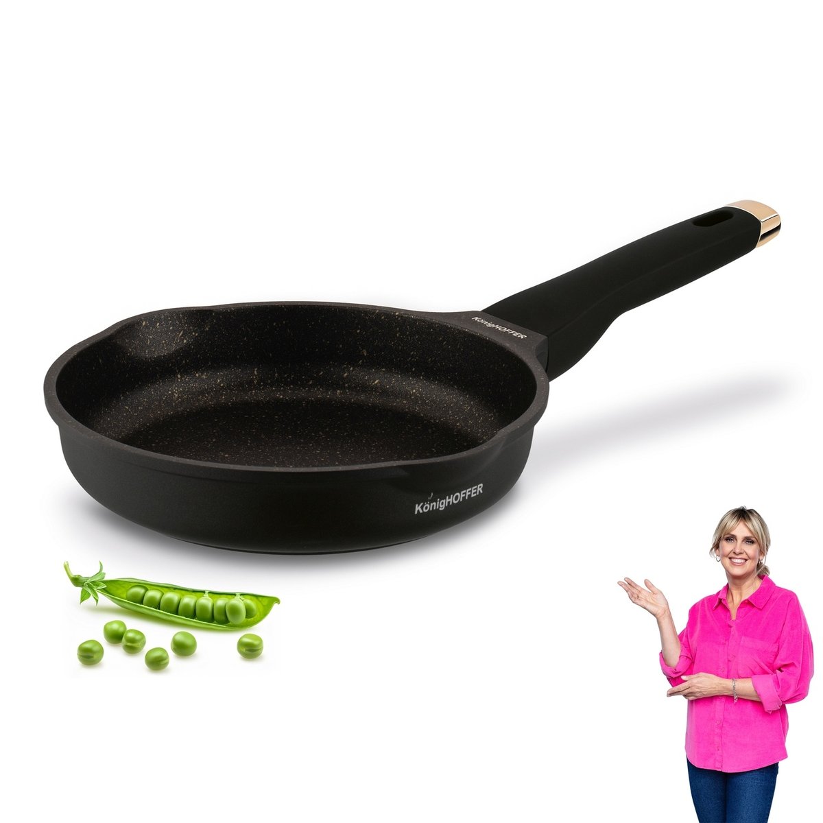 Marmurowa PATELNIA INDUKCJA NIEPRZYWIERAJĄCA patelnia MAŁA 20cm Black Rose Konighoffer