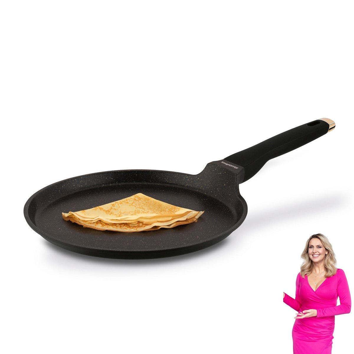 Duża PATELNIA DO NALEŚNIKÓW PANCAKES patelnia INDUKCJA 28cm Black Rose Konighoffer