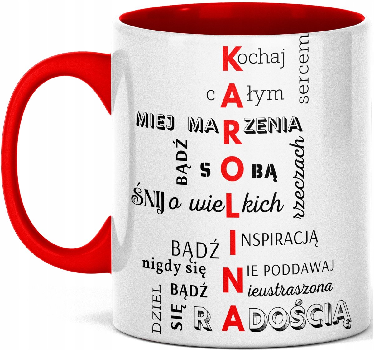 Kubek motywacyjny z nadrukiem imieniem KAROLINA KAROLINY ŻONY PRZYJACIÓŁKI