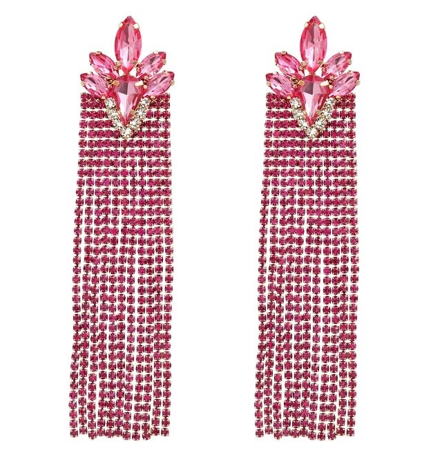 Różowe kolczyki SZTYFTY krótkie długie 2w1 odpinane błyszczące glam długie