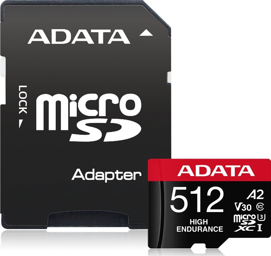 Karta ADATA High Endurance MicroSDXC 512 GB Class 10 UHS-I/U3 A2 V30 AUSDX512GUI3V30SHA2-RA1