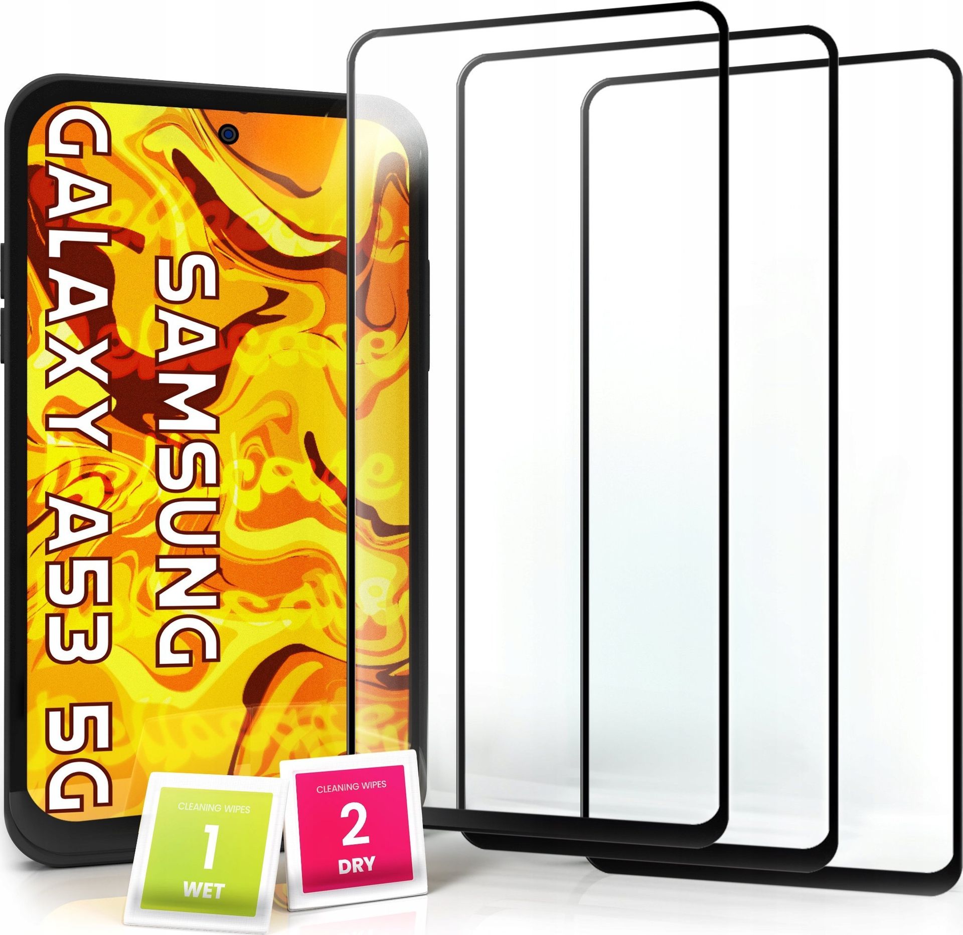 Hello Case 3-pak SZKŁO HARTOWANE DO Samsung Galaxy A53 5G na cały ekran 9H ochronne 5D