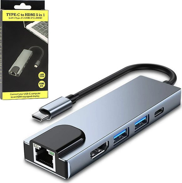 Adapter USB Vega ECOBOX ADAPTER TYP-C ROZDZIELACZ HDMI + TYP-C + USB + RJ45 DEX>
